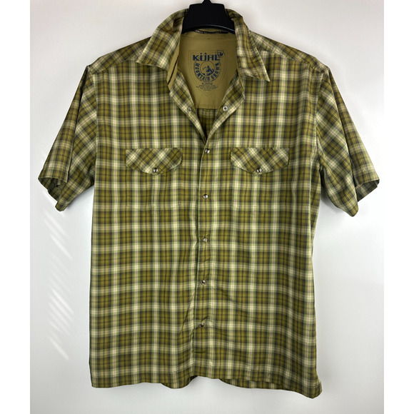 Kuhl Mountain Grown Outdoor Short Sleeve Green Plaid Pearl Snap Shirt Men's XL - Picture 9 of 9